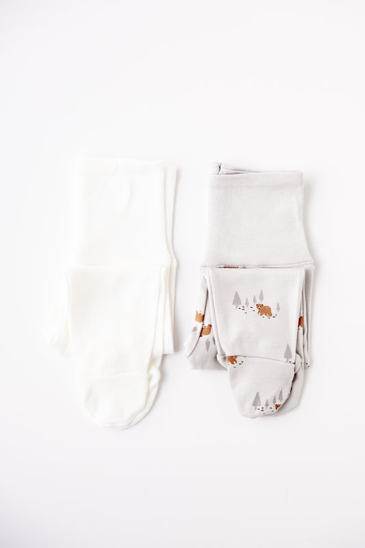 2-Pack Footed Leggings - Woodland Bear