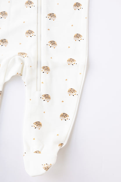 Footed Zipper Sleepsuit - Hedgehog Meadow