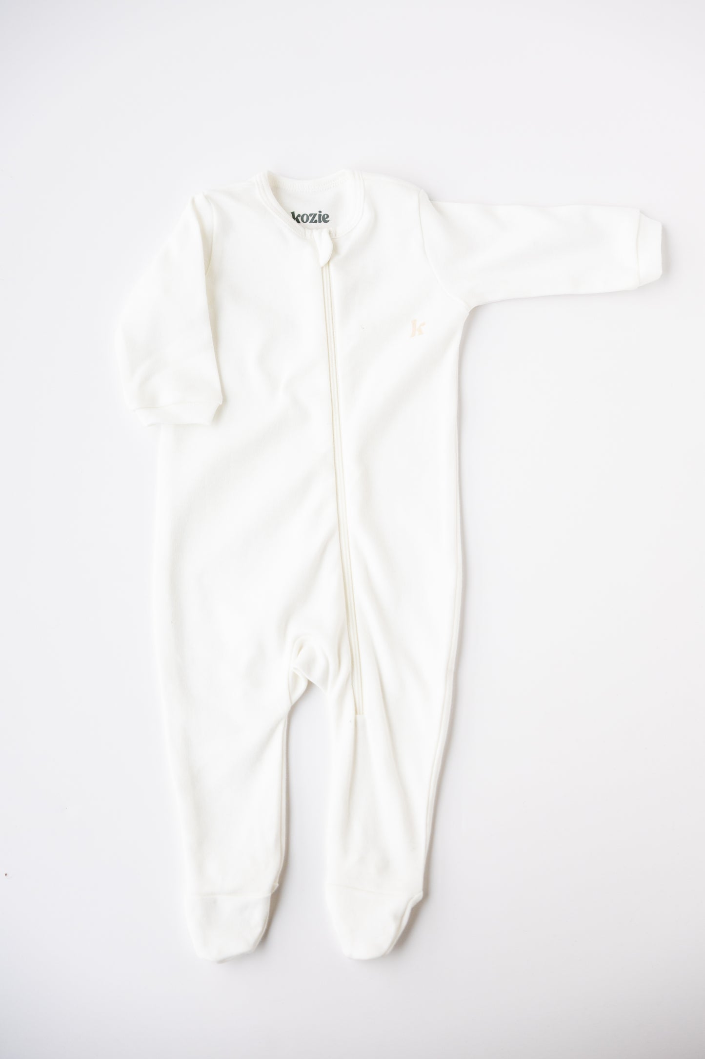 Footed Zipper Sleepsuit - White