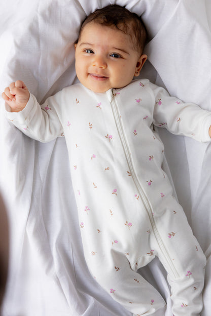 Footed Zipper Sleepsuit - Winter Floral
