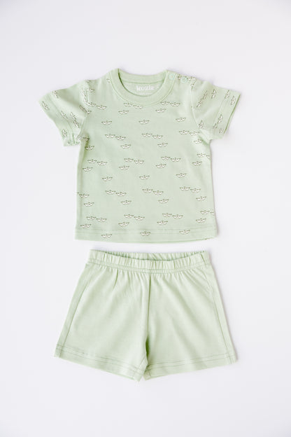 2-Piece Short Sleeve Set (Paper Boats)