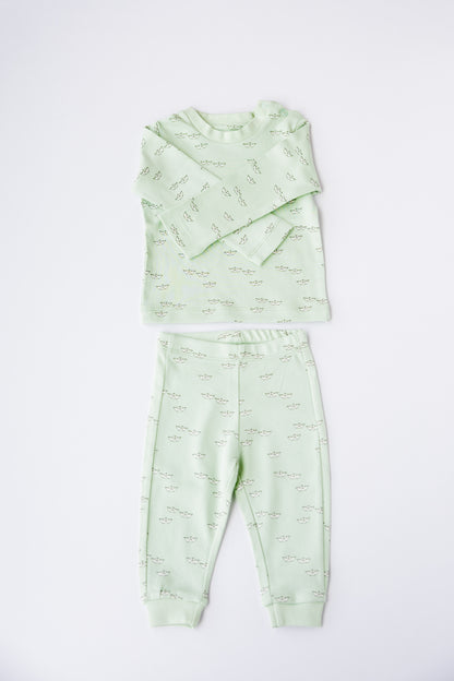 Long Sleeve Pyjama Set (Paper Boats)