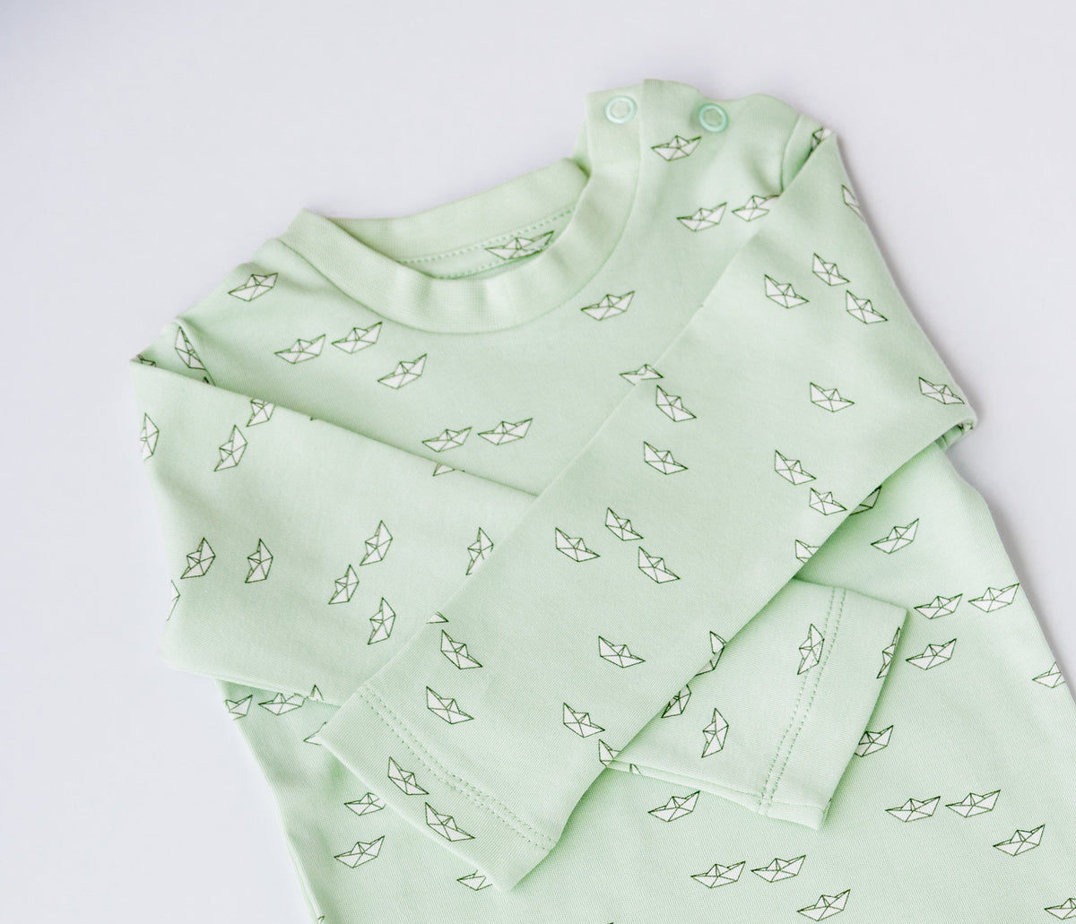 Long Sleeve Pyjama Set (Paper Boats)