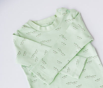 Long Sleeve Pyjama Set (Paper Boats)