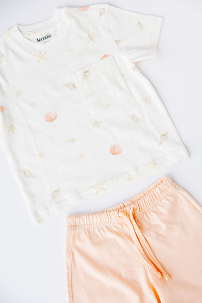 2-Piece Pocket Short Sleeve Set (Sea Shells)