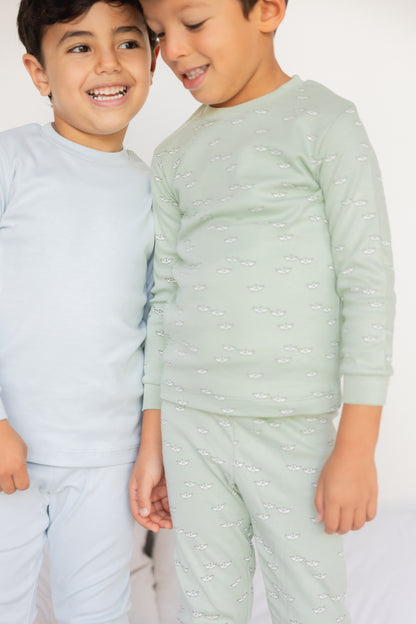 Kids Long Sleeve Pyjama Set  (Sky)
