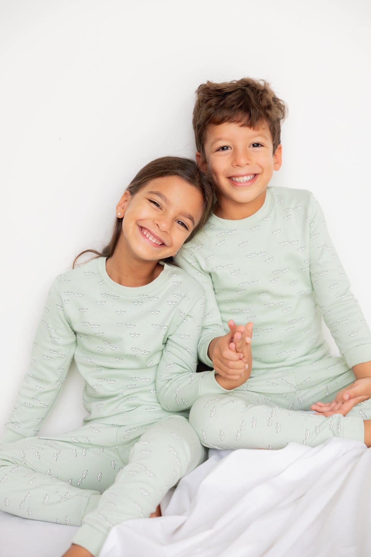 Kids Long Sleeve Pyjama Set (Paper Boats)