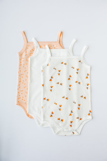 Daisy Dreams print sleeveless bodysuit, laid flat