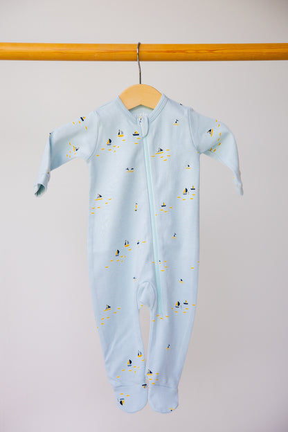 Footed Zipper Sleepsuit (Blue Sails)