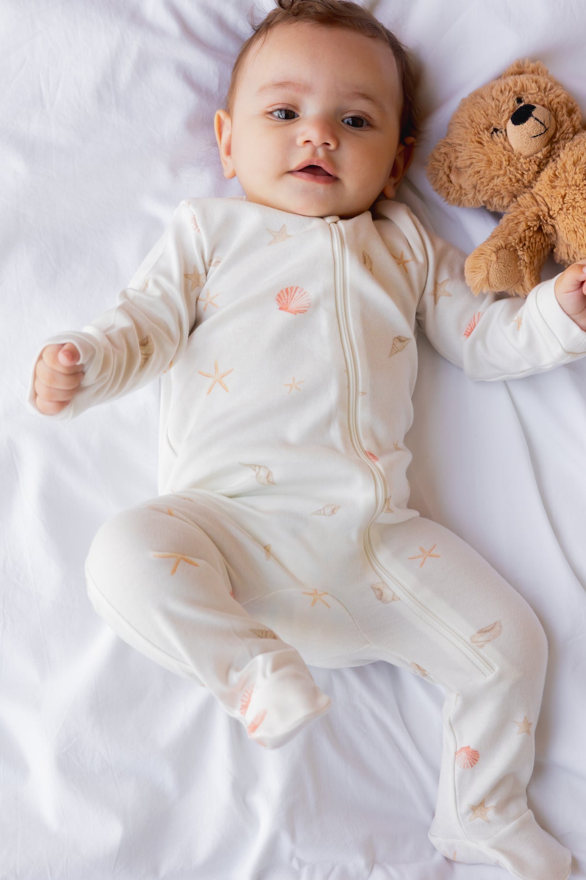 Footed Zipper Sleepsuit (Sea Shells)