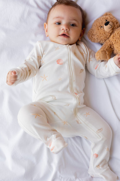 Footed Zipper Sleepsuit (Sea Shells)