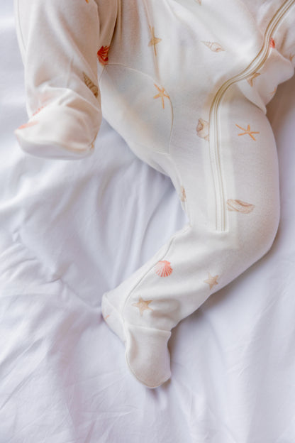Footed Zipper Sleepsuit (Sea Shells)