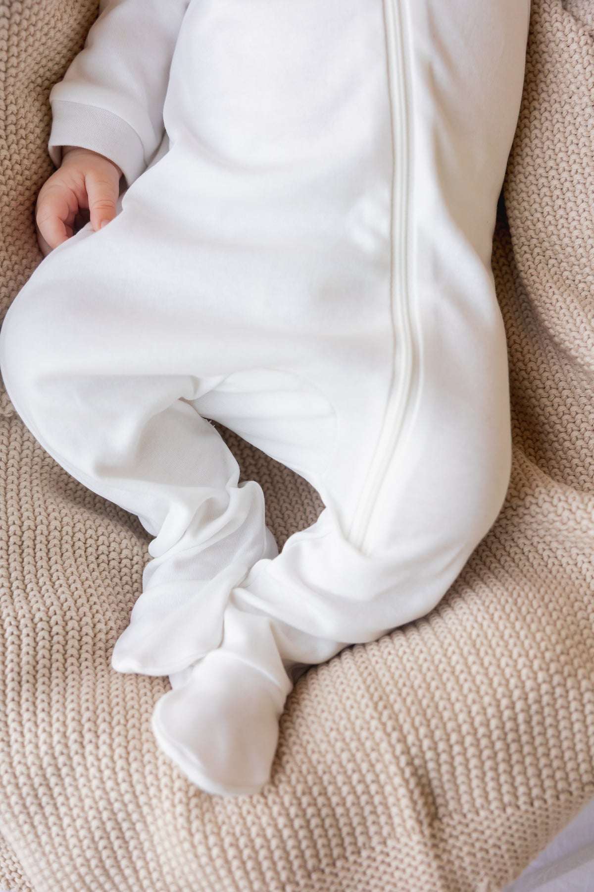 Footed Zipper Sleepsuit (White)