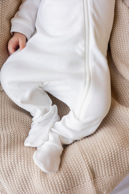 Footed Zipper Sleepsuit (White)