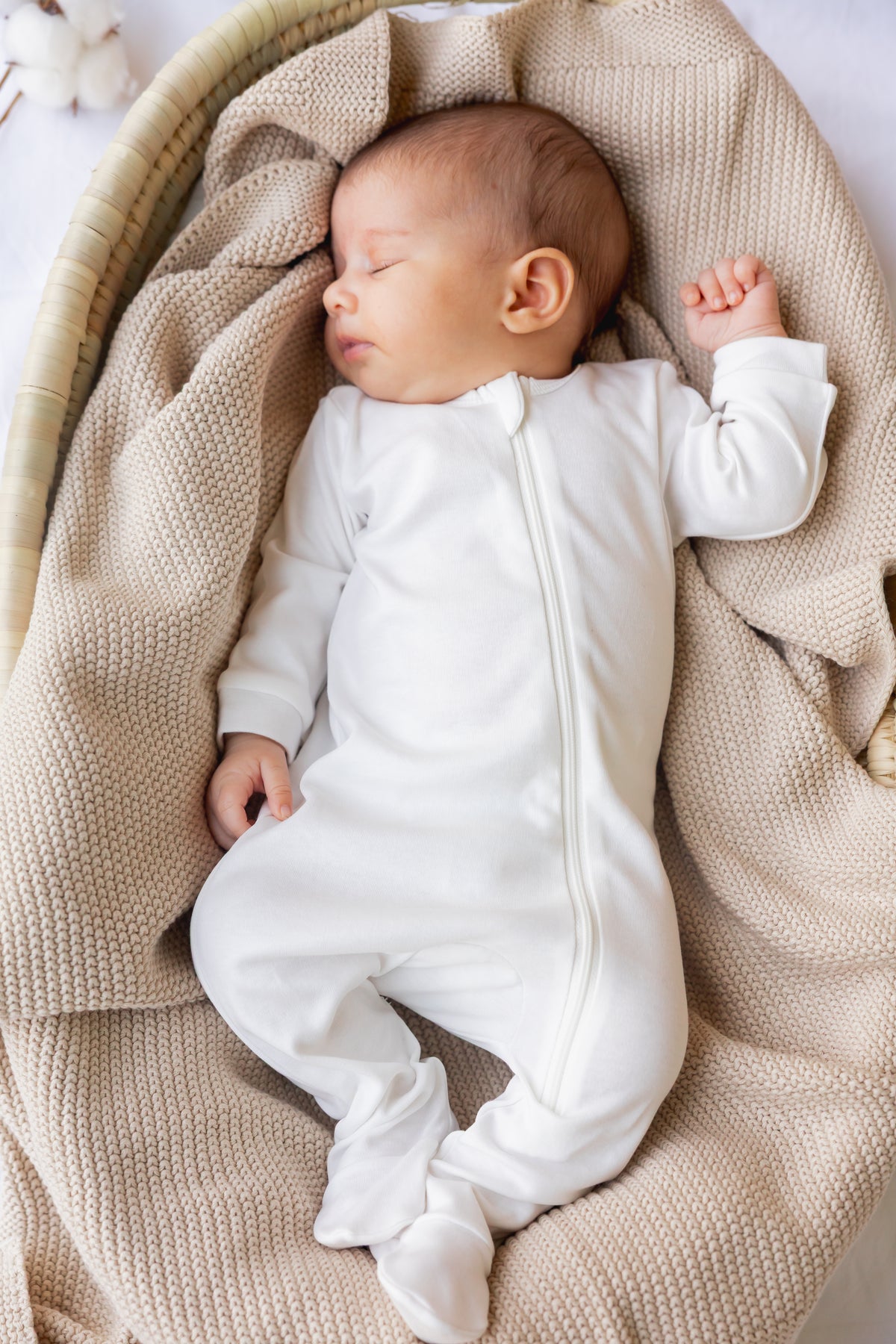 Footed Zipper Sleepsuit (White)