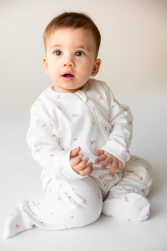 Footed Zipper Sleepsuit - Winter Floral
