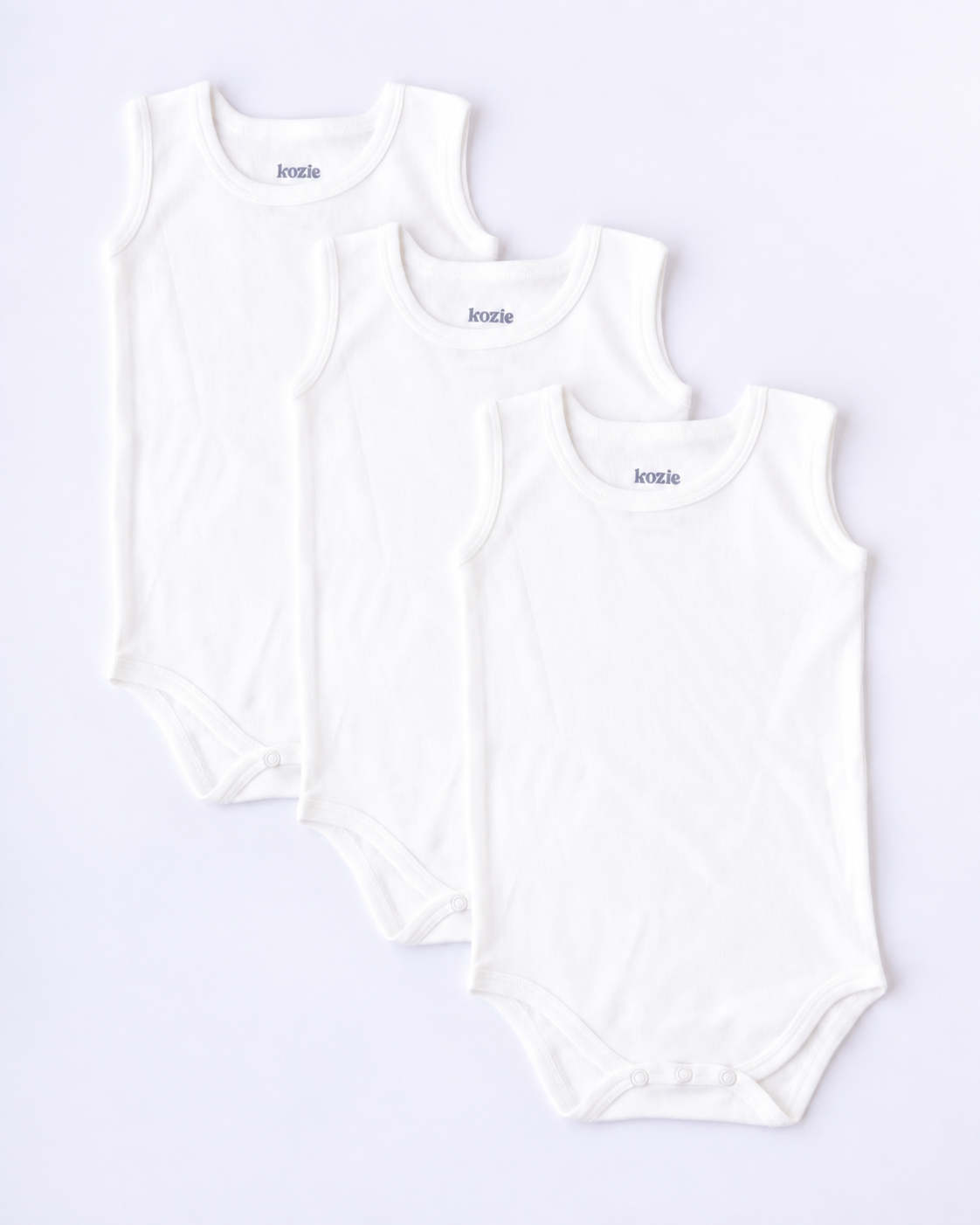 3-Pack Sleeveless Bodysuit (White)