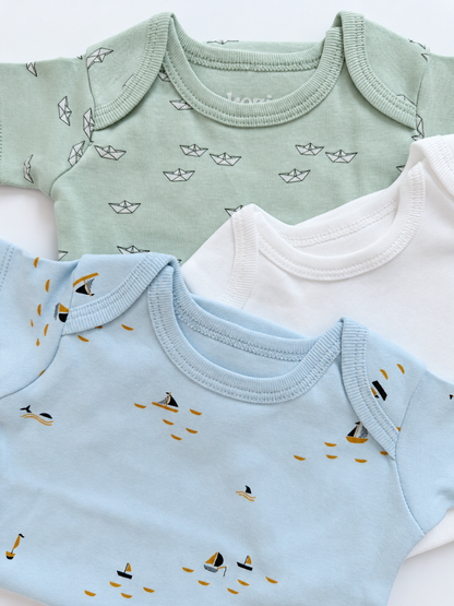 3-Pack Short Sleeve Bodysuit (Boats)