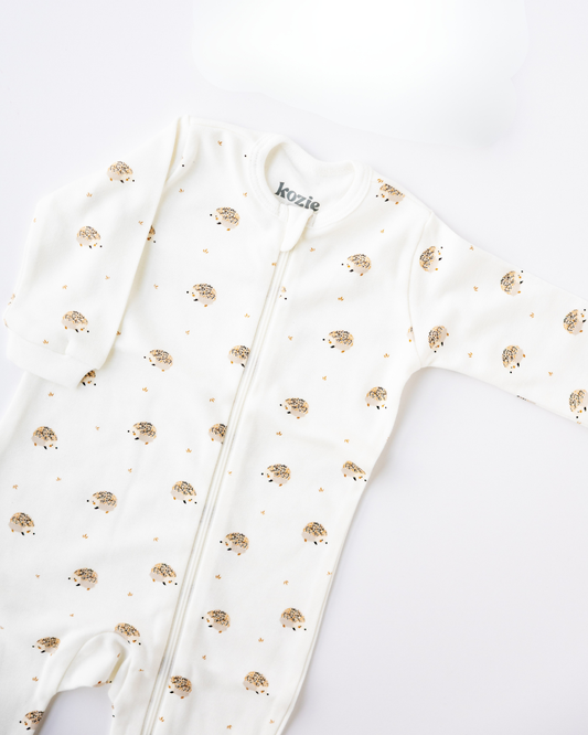 Footed Zipper Sleepsuit - Hedgehog Meadow