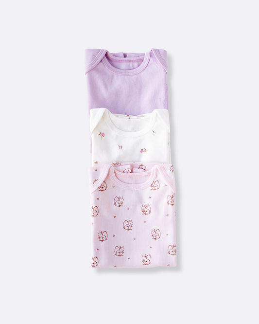 3-Pack Shortsleeve Bodysuit Meadow Blossoms